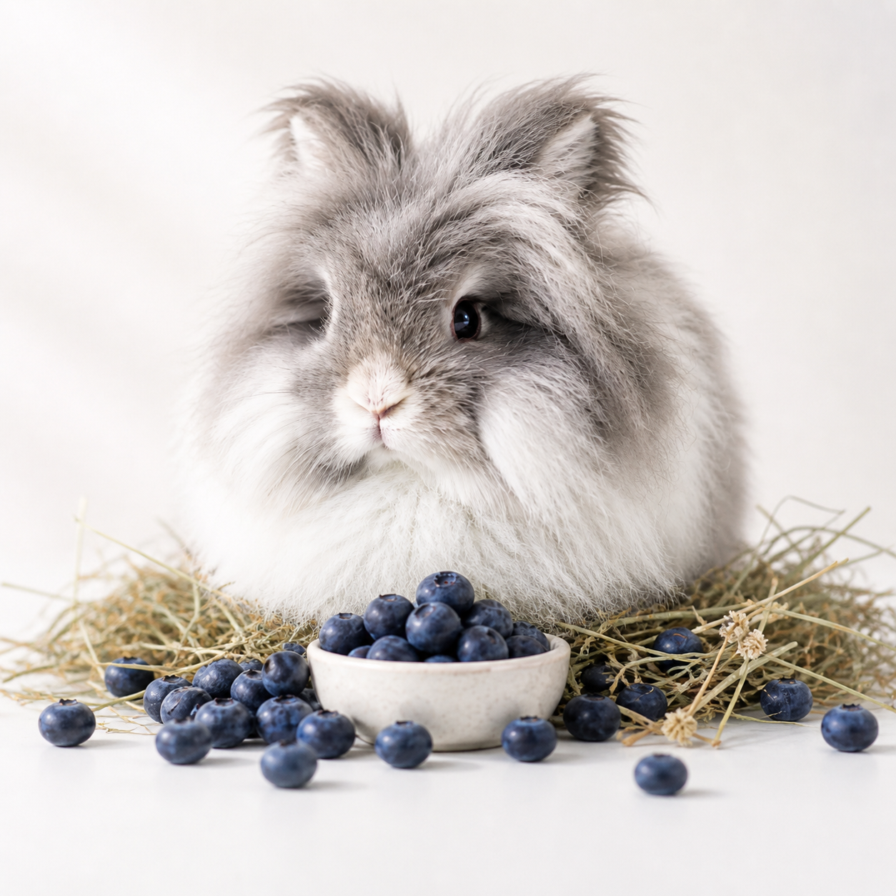 Rabbit with blueberries in a cosy food guide scene