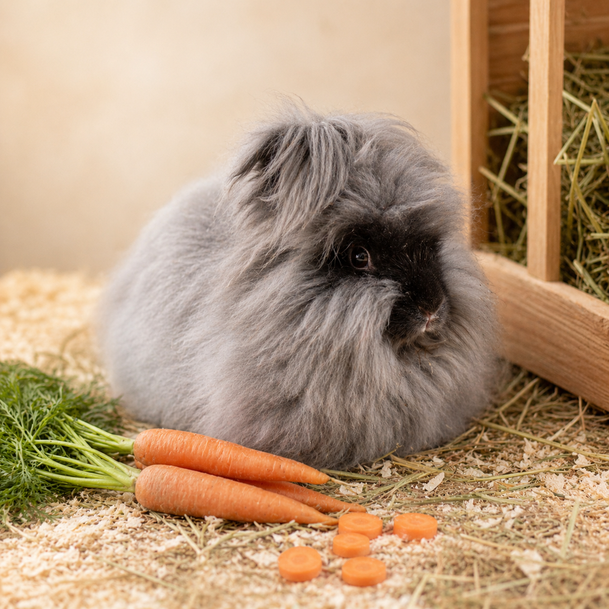 Rabbit with carrots in a cosy food guide scene
