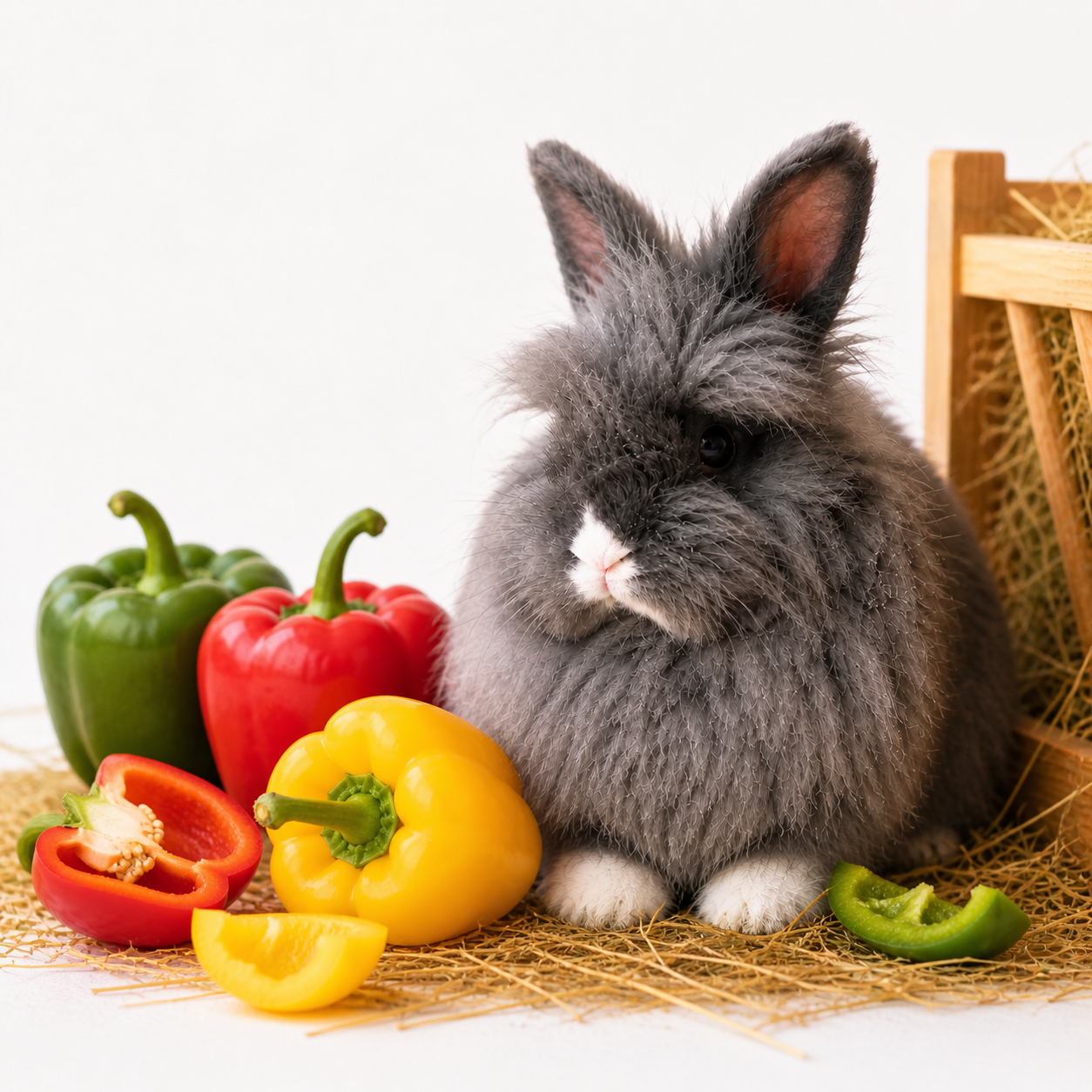 Rabbit with bell peppers in a cosy food guide scene