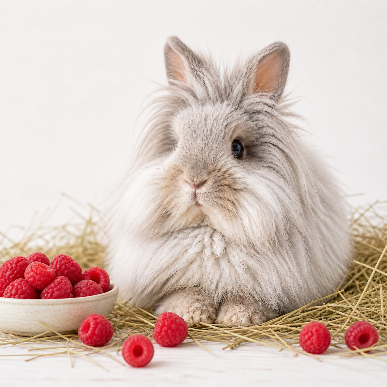 Rabbit with raspberries in a cosy food guide scene