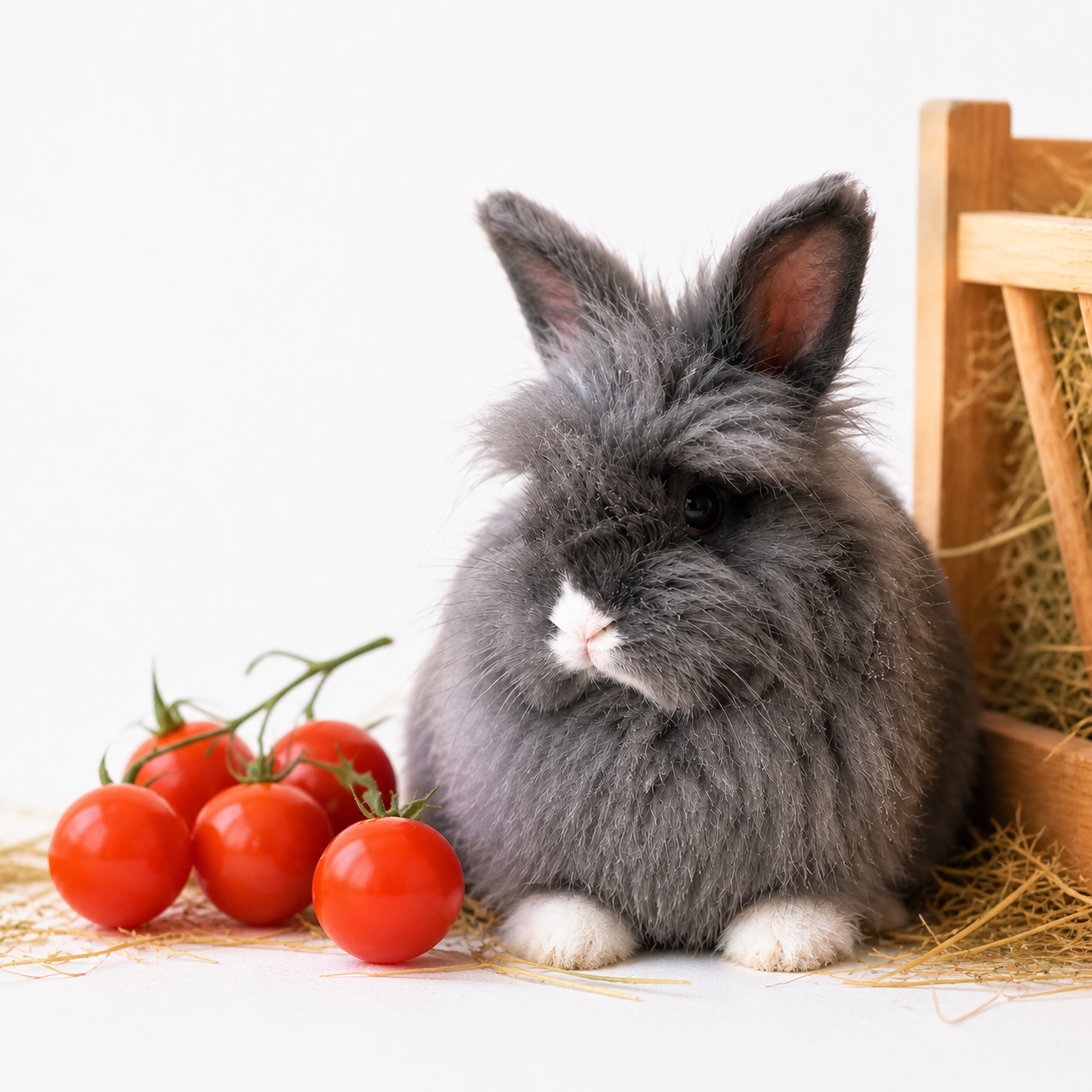 Rabbit with tomatoes in a cosy food guide scene