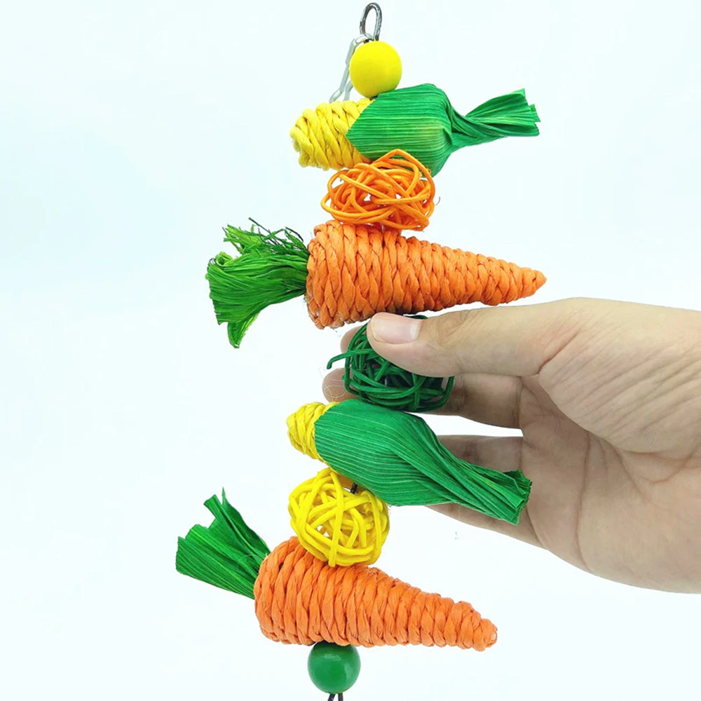Hand Woven Carrot & Corn Chew Toys for Rabbits - Image 3