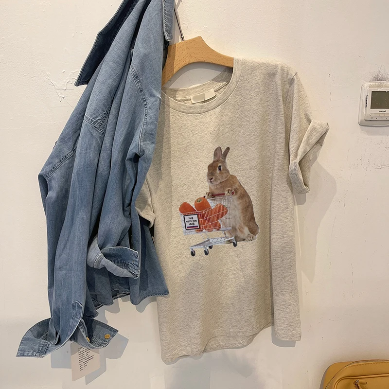Loose-Fit Bunny Graphic T-Shirt - Image 2