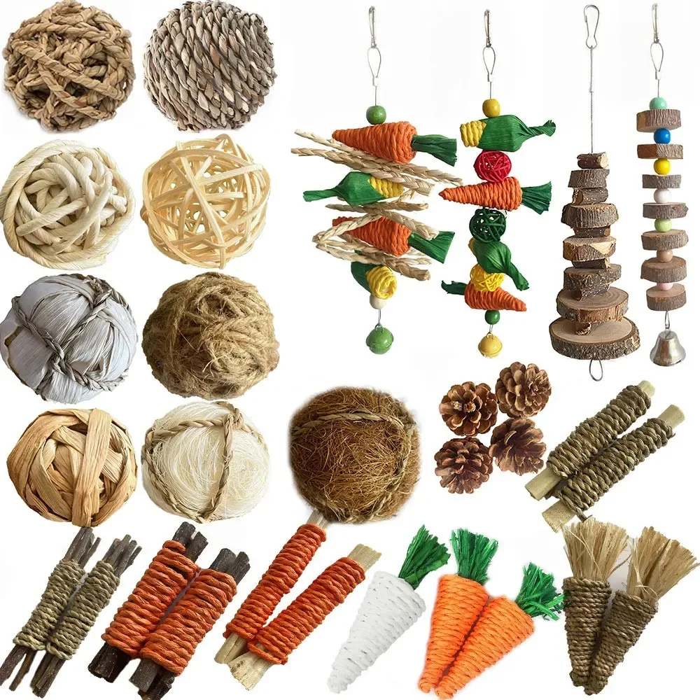 Natural Wooden Roller Toy for Rabbits