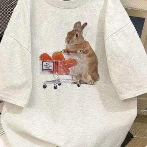 Loose-Fit Bunny Graphic T-Shirt