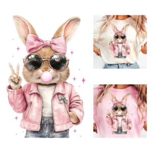 Pink Rabbit Iron-On Transfer Sticker Set