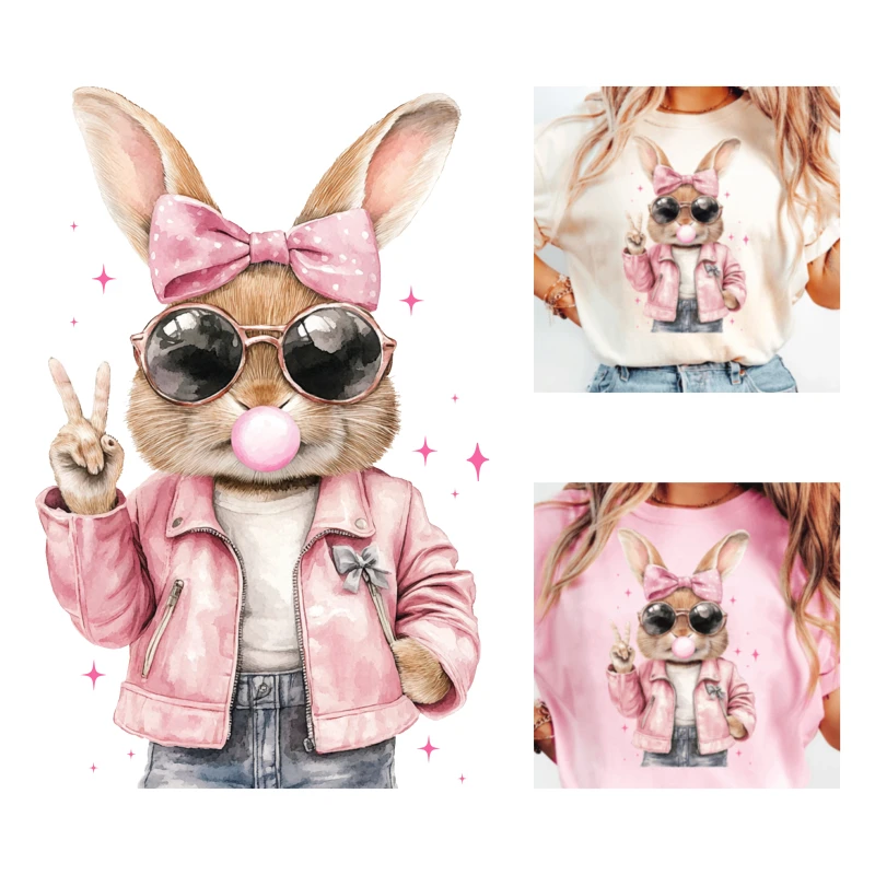 Pink Rabbit Iron-On Transfer Sticker Set
