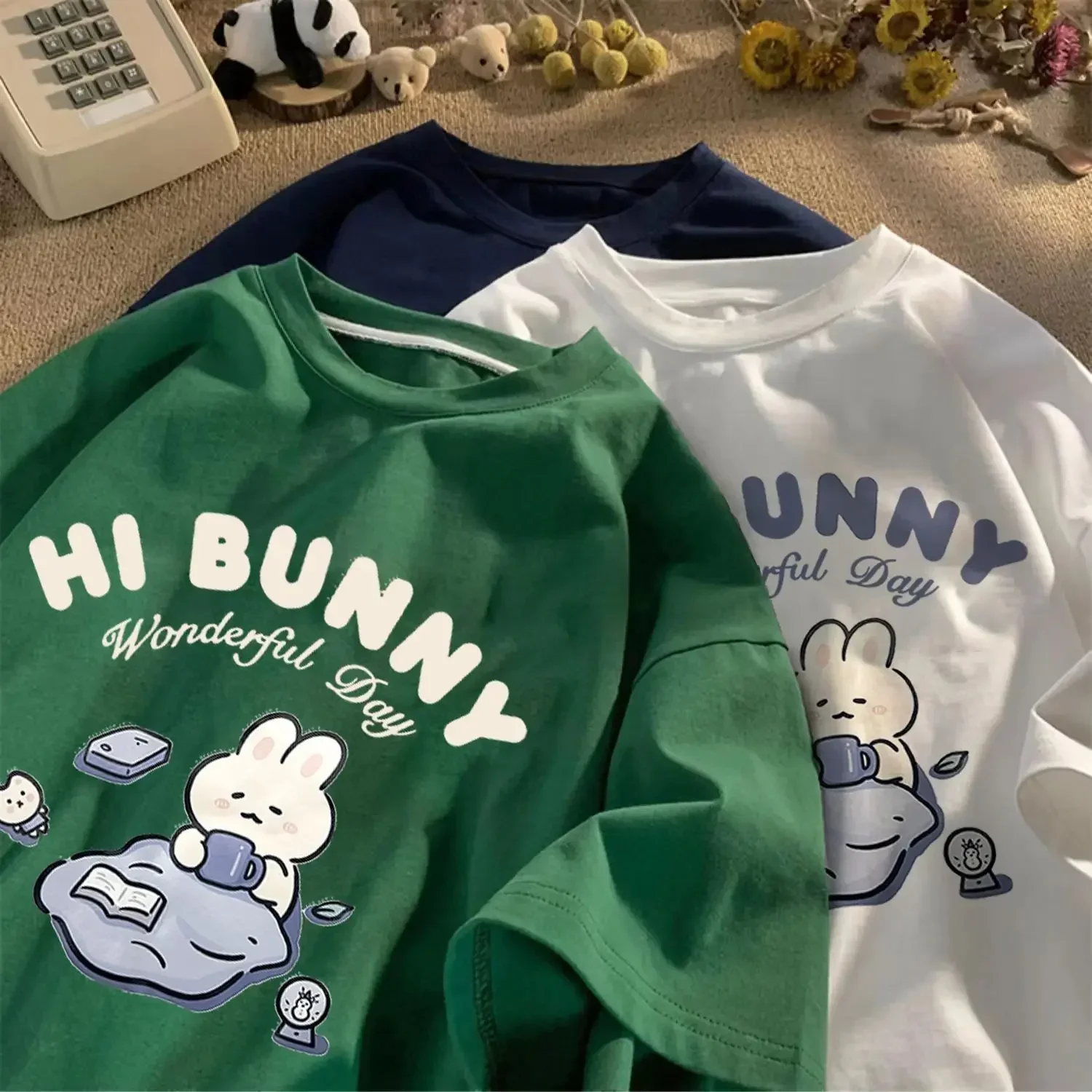 Hi Bunny Print Women’s T-Shirt - Image 7