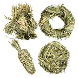 Natural Grass Ball, Ring or Carrot Chew Toy for Rabbits