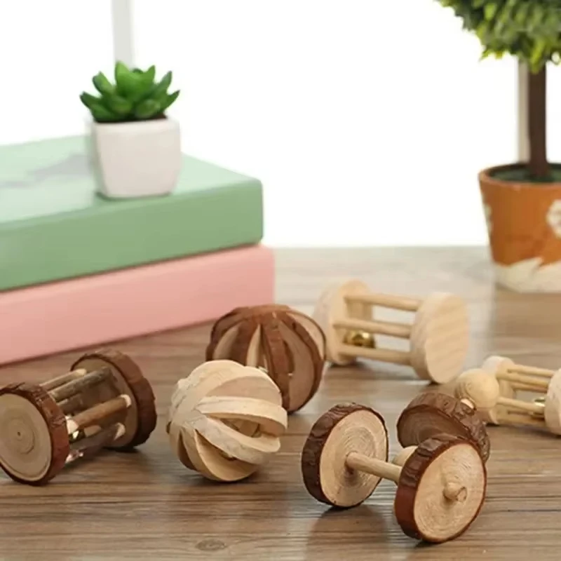 Natural Wooden Play Toys for Rabbits - Image 2