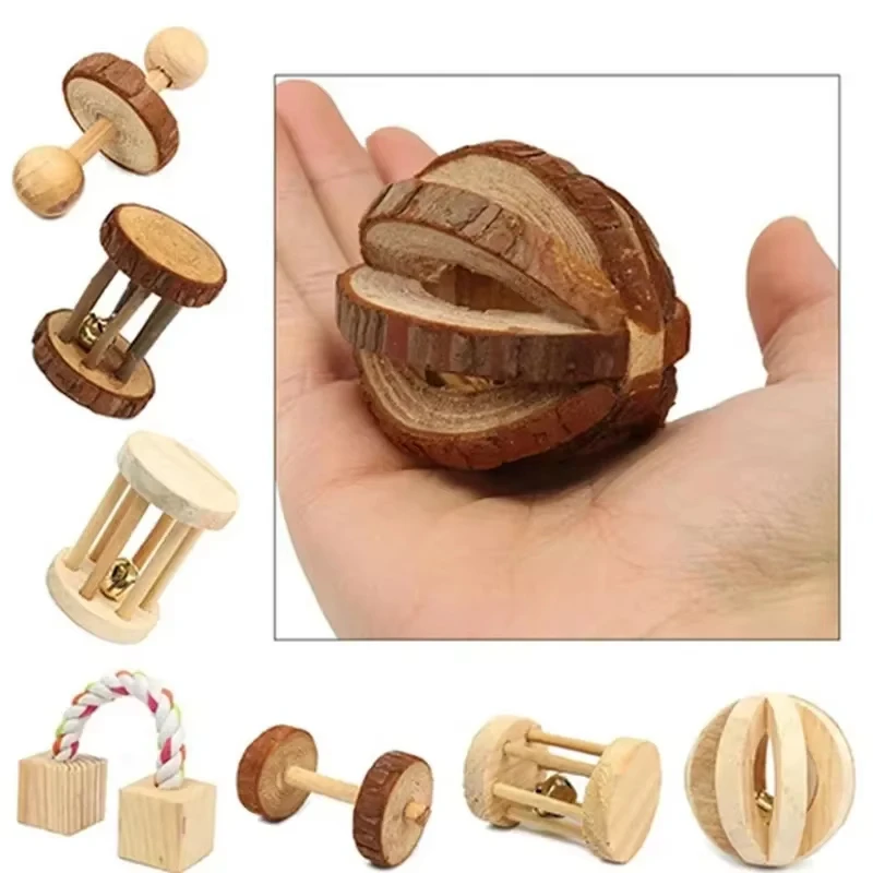 Natural Wooden Play Toys for Rabbits - Image 4