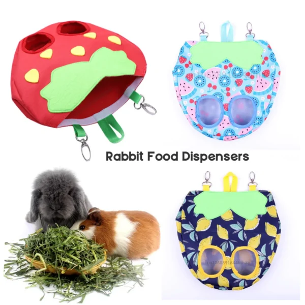 Patterned hanging hay bag for rabbits